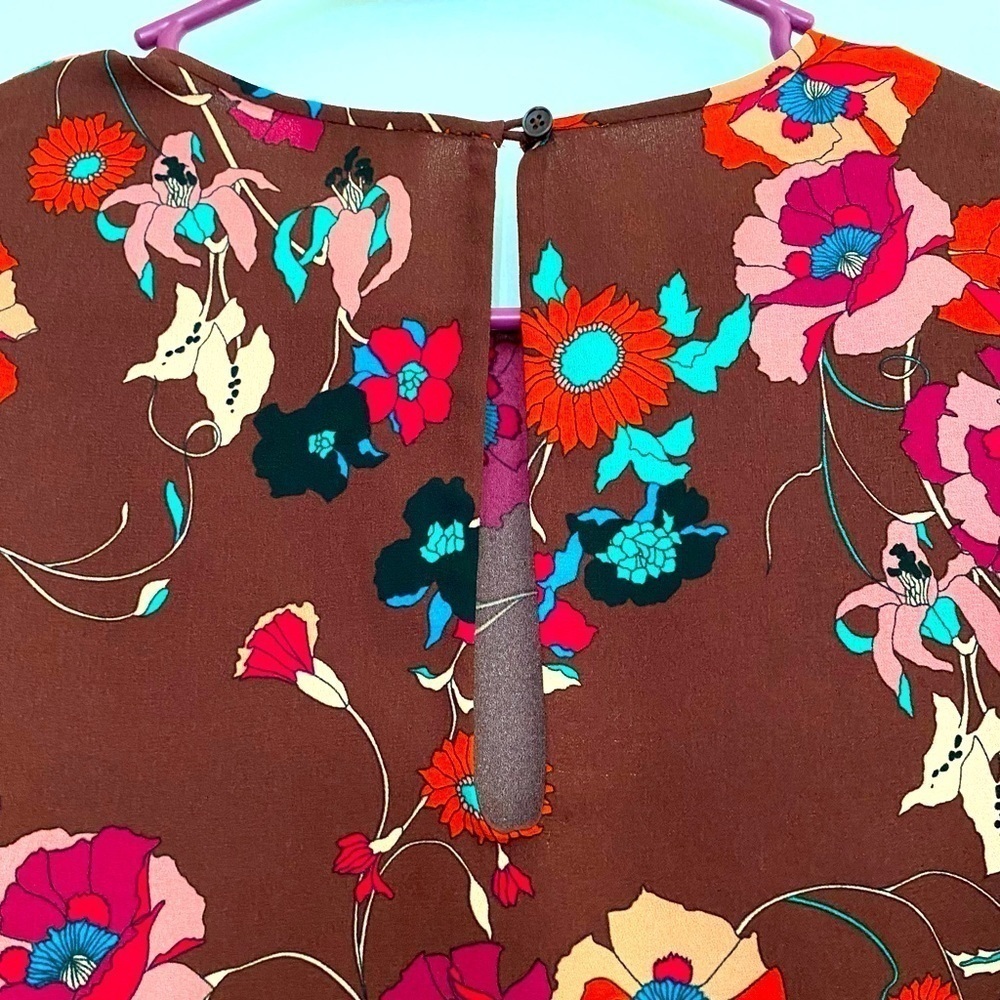 Wilfred Aritzia Floralt Silk-Trim Cropped Flutter Sleeve Blouse - Size Small - Picture 8 of 9